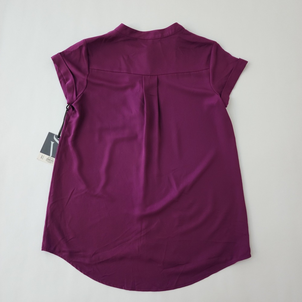 Simply Vera Wang Women Small Pansy Plum Short Sleeve Popover Blouse WV81W506RS S - Picture 2 of 11